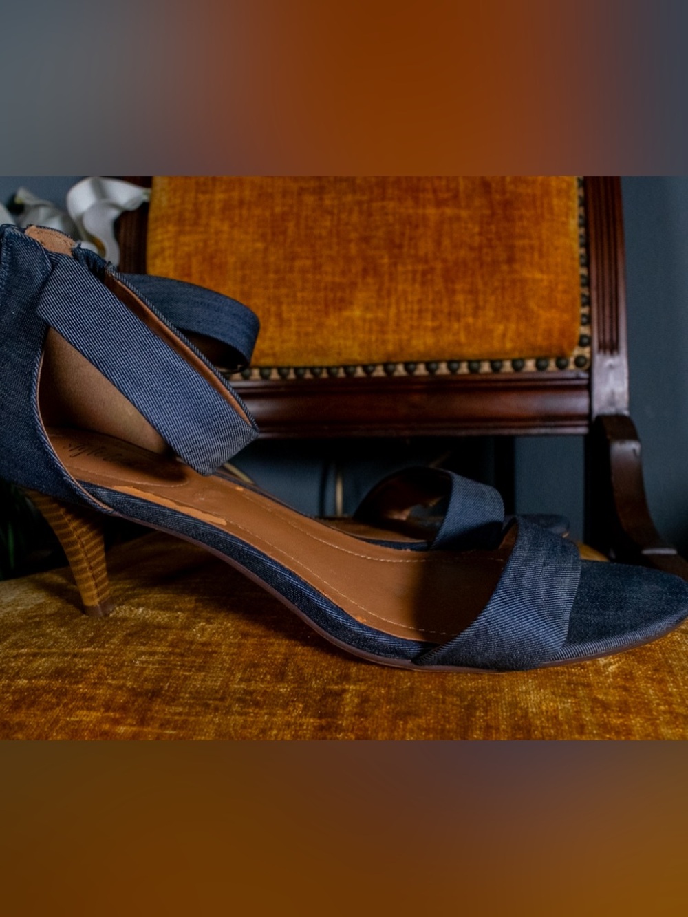 SIZE 12 Style & Co. Navy Strappy Kitten Heel Sandals